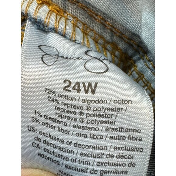 Jessica Simpson Adored High Rise Wide Crop Jeans 24W Denim Blue Button Fly - Picture 12 of 16